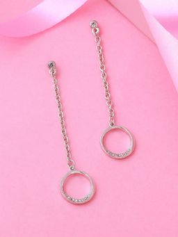 Estele - Rhodium Plated Drop Shaped Tassel Designer Earrings for Women